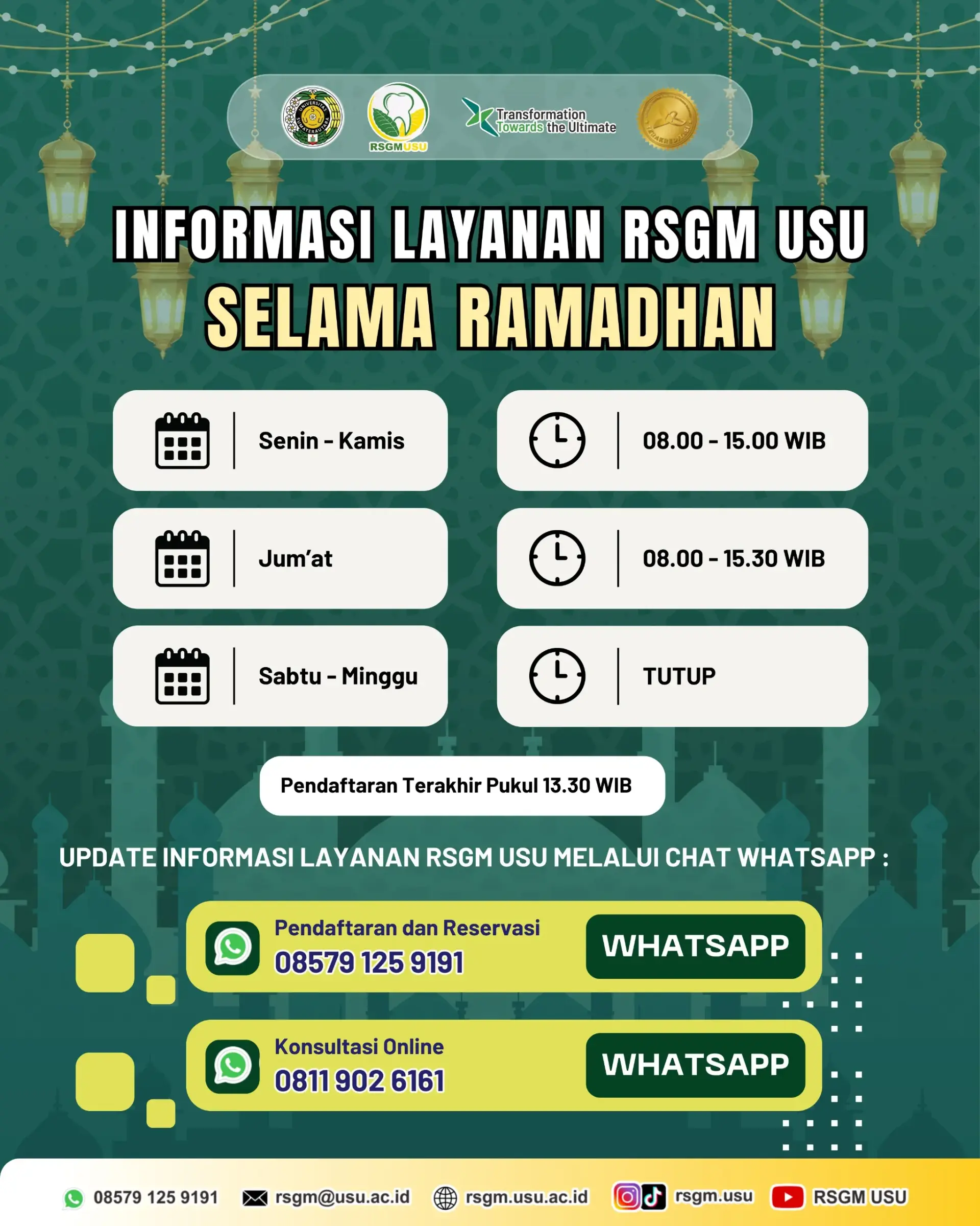 Informasi Layanan RSGM USU Selama Ramadhan